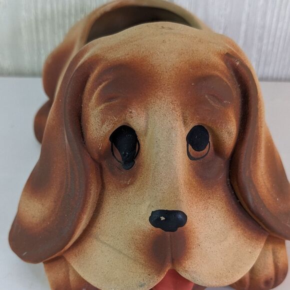 VTG Basset Hound Dog Planter Glazed J.S.N.Y Taiwan  EUC - Picture 3 of 9